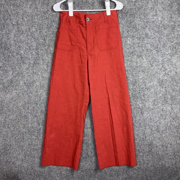Anthroplogie Pants Womens Size 28 Red Crop wide Leg Colette - Picture 1 of 10